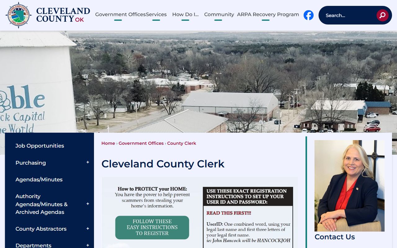 Cleveland County Clerk page for land records and county records