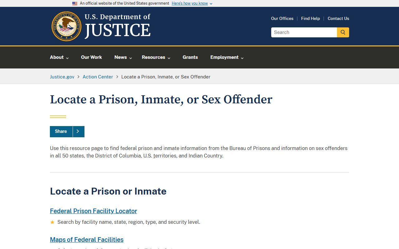 DOJ locator resources for Cleveland County criminal records and inmates