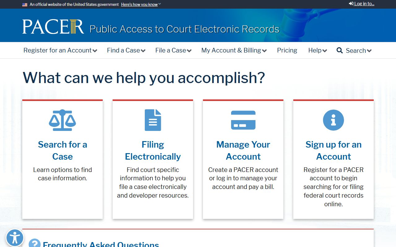 PACER federal court records access for Cleveland County cases