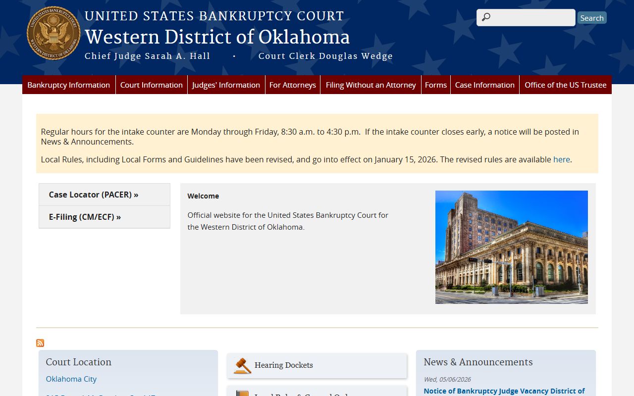 U.S. Bankruptcy Court Western District of Oklahoma for Cleveland County filers