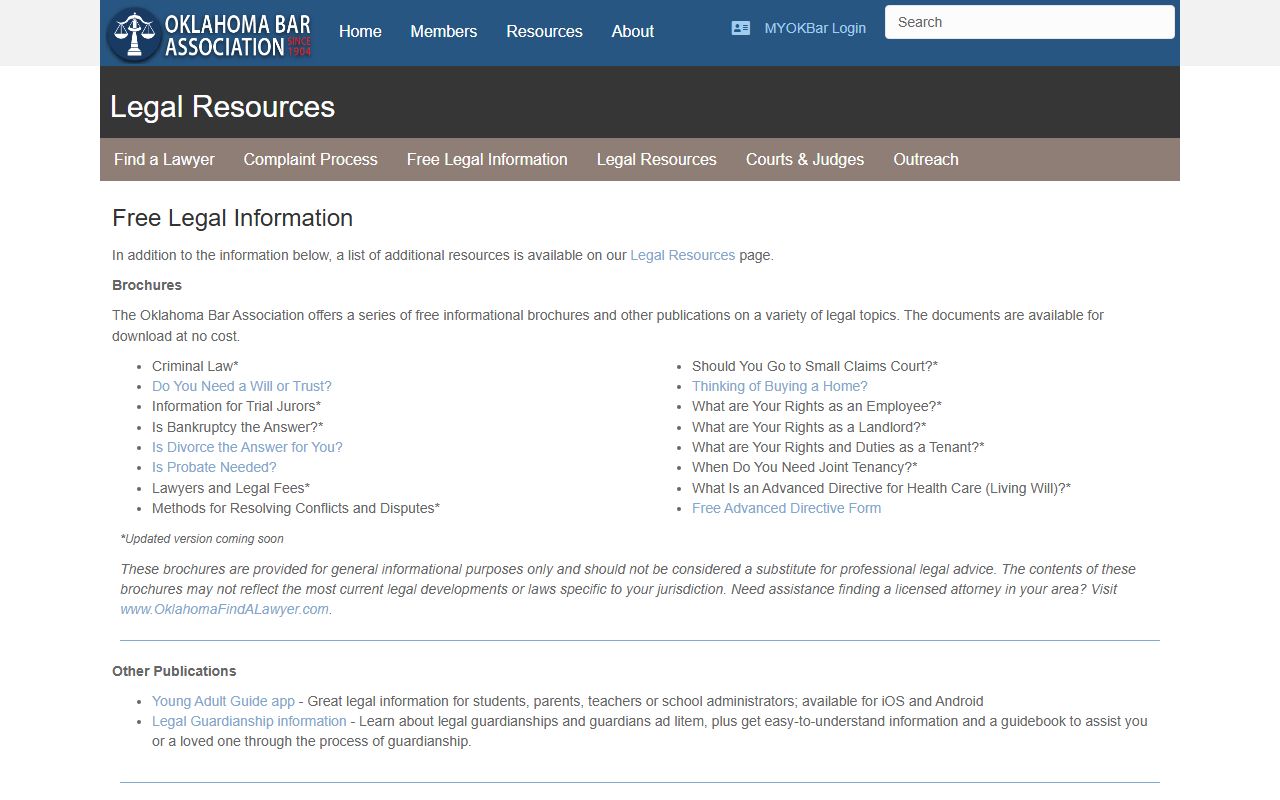 Oklahoma Bar public legal information for Cleveland County marriage and divorce records