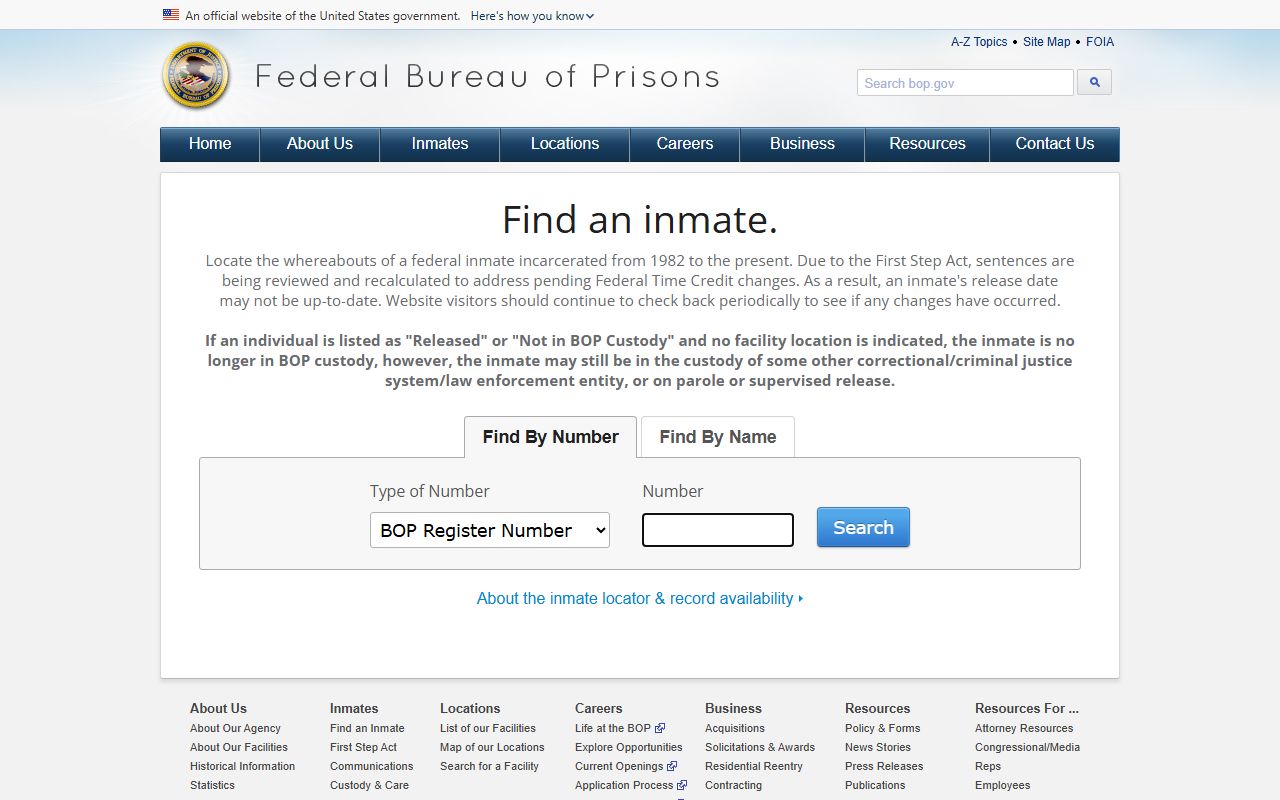 BOP inmate locator search for Cleveland County released inmates