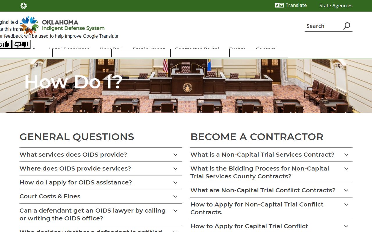 OIDS public guidance for Cleveland County self-help and criminal defense